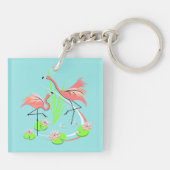 Flamingo Fandango Duo sleutelhanger acrylvierkant (Achterkant)