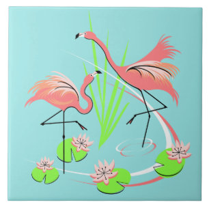 Flamingo Fandango Duo-tegel Tegeltje