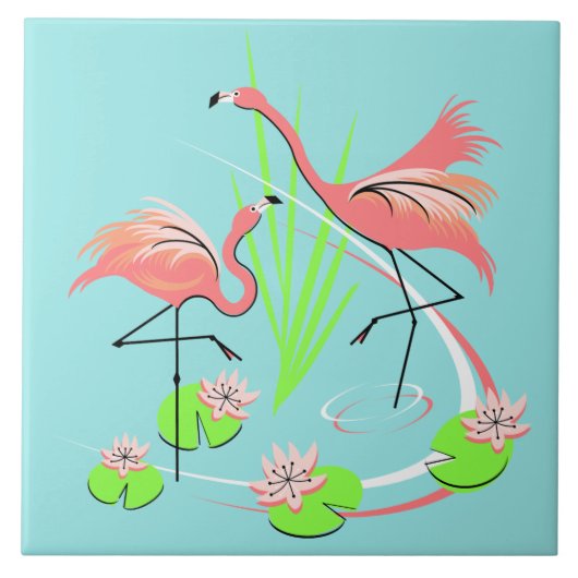 Flamingo Fandango Duo-tegel Tegeltje (Voorkant)