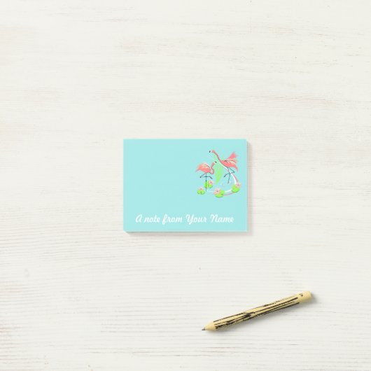 Flamingo Fandango Duo-tekst na het bericht Post-it® Notes (Op bureau)