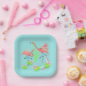 Flamingo Fandango Duo vierkant papier bord (Feest)