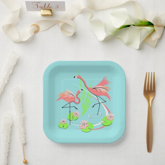 Flamingo Fandango Duo vierkant papier bord (Huwelijk)