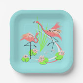 Flamingo Fandango Duo vierkant papier bord (Voorkant)