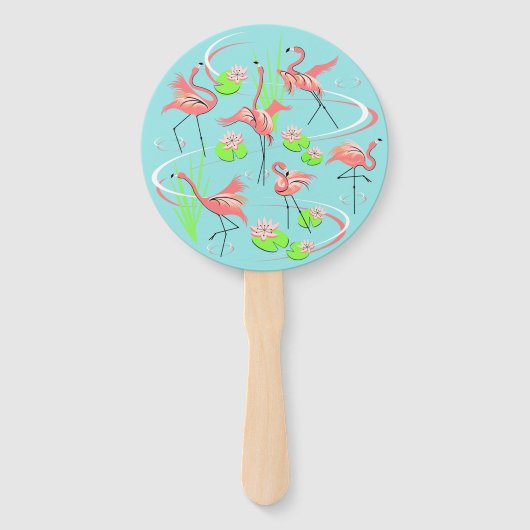 Flamingo Fandango-handventilator rond Handwaaier (Achterkant)