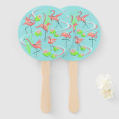 Flamingo Fandango-handventilator rond Handwaaier (Voorkant en achterkant)