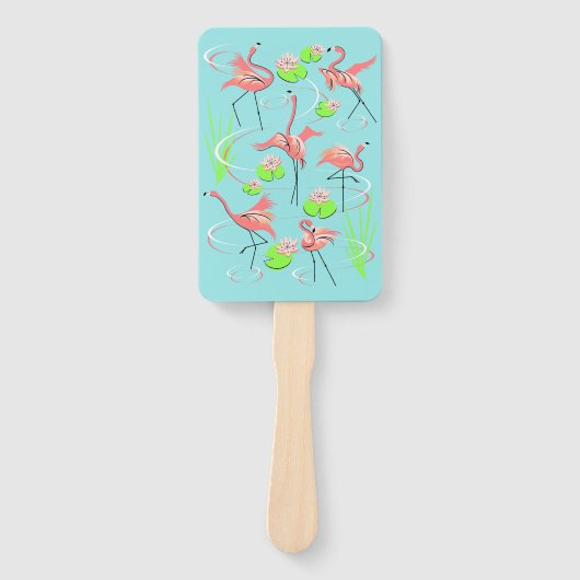 Flamingo Fandango-handventilatorrechthoek Handwaaier (Voorkant)