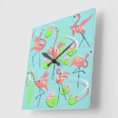Flamingo Fandango klok vierkant (Hoek)