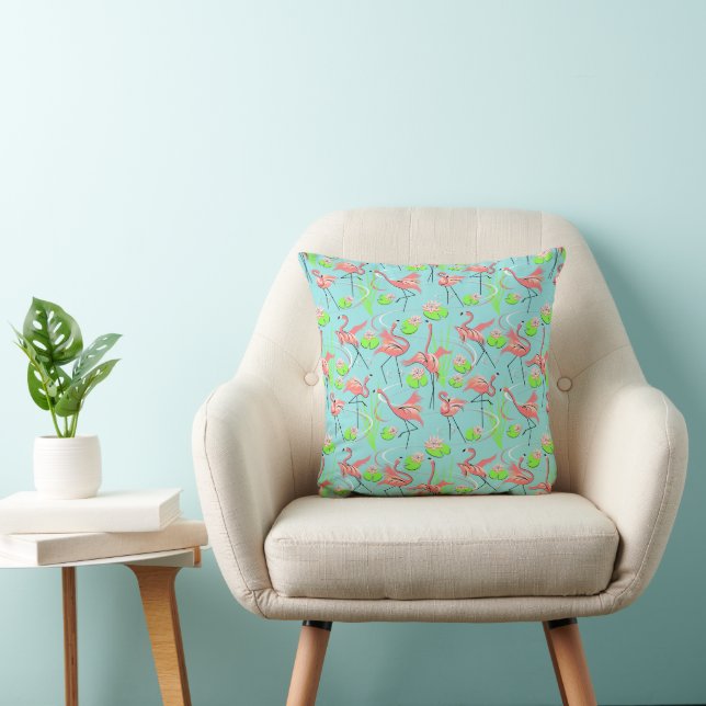 Flamingo Fandango Multi werpen vierkant roze terug Kussen (Stoel)