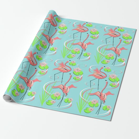 Flamingo Fandango Slim Duo-cadeauomslag Cadeaupapier (Uitgerold)
