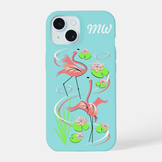 Flamingo Fandango Slim Duo monogram iPhone case iPhone 15 Case (Achterkant)