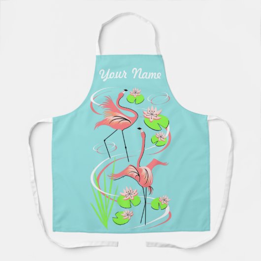 Flamingo Fandango Slim Duo Name Apron Schort (Voorkant)