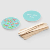 Flamingo Fandango Text Back hand fan round Handwaaier (Niet-gemonteerd)