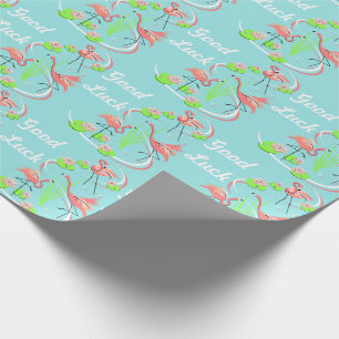 Flamingo Fandango Trio Good Luck gift Cadeaupapier