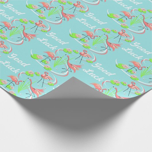 Flamingo Fandango Trio Good Luck gift Cadeaupapier (Hoek)