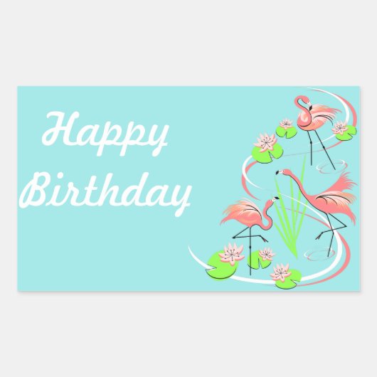 Flamingo Fandango Trio Happy Birthday sticker (Voorkant)