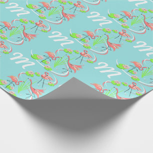 Flamingo Fandango Trio-monogram cadeaupapier
