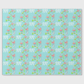 Flamingo Fandango Trio monogram geschenkverpakking Cadeaupapier (Vlak)