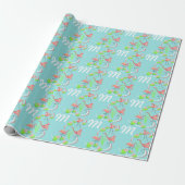 Flamingo Fandango Trio monogram geschenkverpakking Cadeaupapier (Uitgerold)