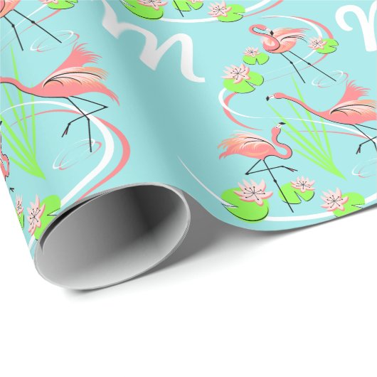 Flamingo Fandango Trio monogram geschenkverpakking Cadeaupapier (Rol Hoek)