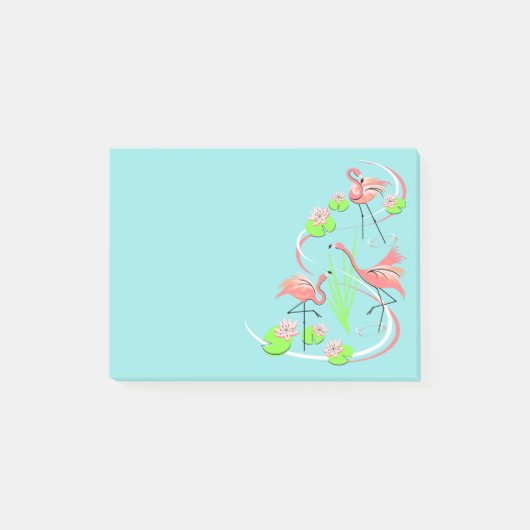 Flamingo Fandango Trio na het bericht horizontaal Post-it® Notes (Voorkant)
