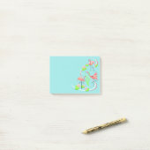 Flamingo Fandango Trio na het bericht horizontaal Post-it® Notes (Op bureau)
