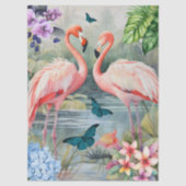 Flamingo Fantasy Bloemen & Vlinders Tissuepapier (Voorkant)