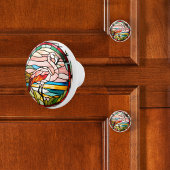 Flamingo Faux-Glas in lood Keramische Knop
