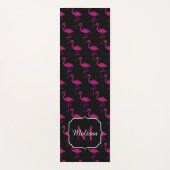Flamingo faux glitter sparters zwarte monogram yogamat (Voorkant)