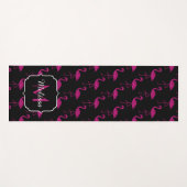 Flamingo faux glitter sparters zwarte monogram yogamat (Voorkant (horizontaal))