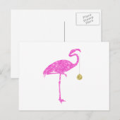 Flamingo Faux Pink Glitter Flamingos Kerstmis Feestdagenkaart (Voorkant / Achterkant)