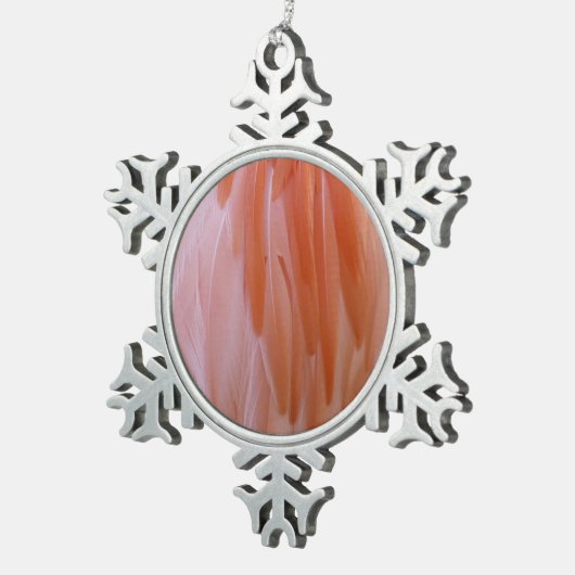 Flamingo Feathers in Shades of Pink Tin Sneeuwvlok Ornament (Rechts)