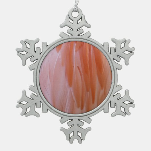 Flamingo Feathers in Shades of Pink Tin Sneeuwvlok Ornament (Voorkant)