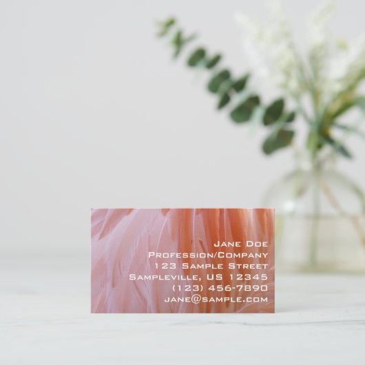 Flamingo Feathers in Shades of Pink Visitekaartje (Staand voorkant)