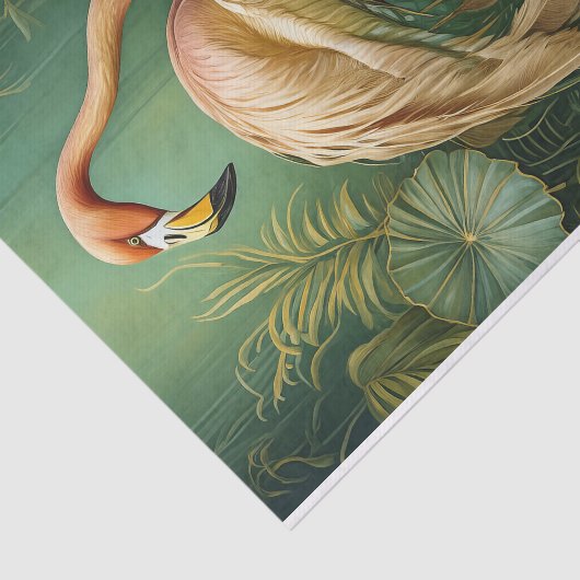 Flamingo Feathery Fijnmazig, Elegant Botanisch Tissuepapier (Detail)