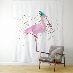 Flamingo Feest - Dieren die een Feestje Vieren Wandkleed