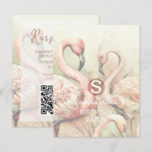Flamingo Feest Thema, QR Code RSVP