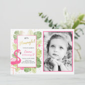 Flamingo feestuitnodiging Tropische Verjaardag lua Kaart (Staand voorkant)