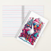 Flamingo Festiviteiten Santa Hoed en glazen Kerstm Notitieboek (Binnen)