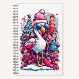 Flamingo Festiviteiten Santa Hoed en glazen Kerstm Notitieboek