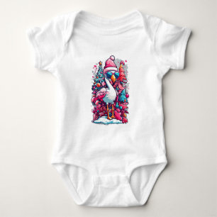 Flamingo Festiviteiten Santa Hoed en glazen Kerstm Romper