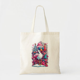 Flamingo Festiviteiten Santa Hoed en glazen Kerstm Tote Bag