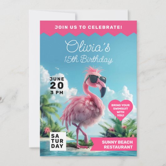 Flamingo Fiesta Beach Bash Extravaganza Kaart (Voorkant)