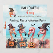 Flamingo Fiesta Halloween Party Kaart (Voorkant / Achterkant)
