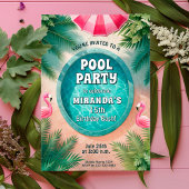 Flamingo Fiesta Pool Party Verjaardag Kaart
