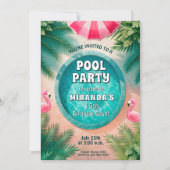 Flamingo Fiesta Pool Party Verjaardag Kaart (Voorkant)