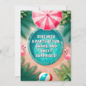 Flamingo Fiesta Pool Party Verjaardag Kaart (Achterkant)