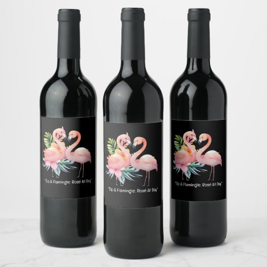 Flamingo Fiesta: Pool & Strandfeest  Wijn Etiket (Flessen)