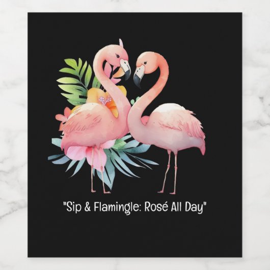 Flamingo Fiesta: Pool & Strandfeest  Wijn Etiket (Enkel label)