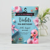 Flamingo Fiesta Tropische Verjaardag Kaart (Staand voorkant)