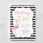 Flamingo First Birthday Invitation Kaart (Voorkant)